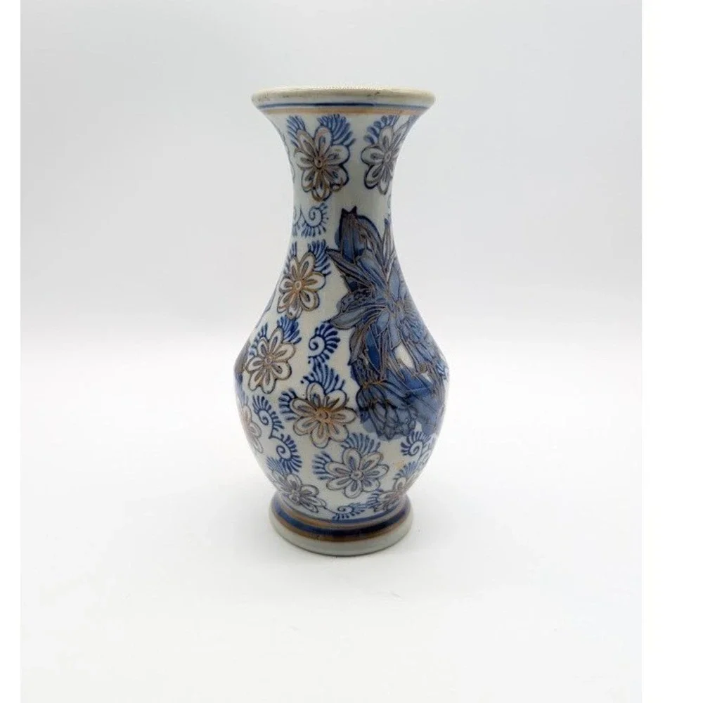 Vtg Chinese Chinoiserie Floral Porcelain Bud Vase 6
